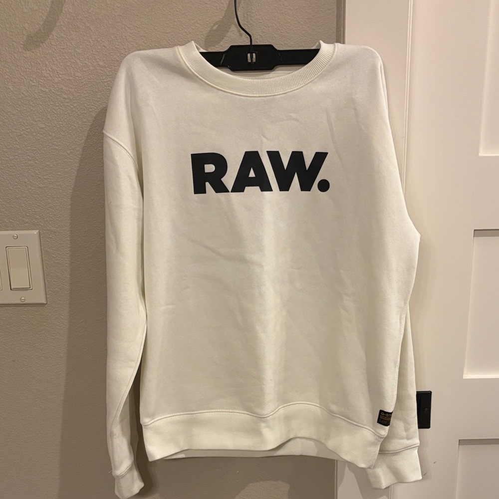 G-Star Off-White Sweatshirt with Bold Black Logo